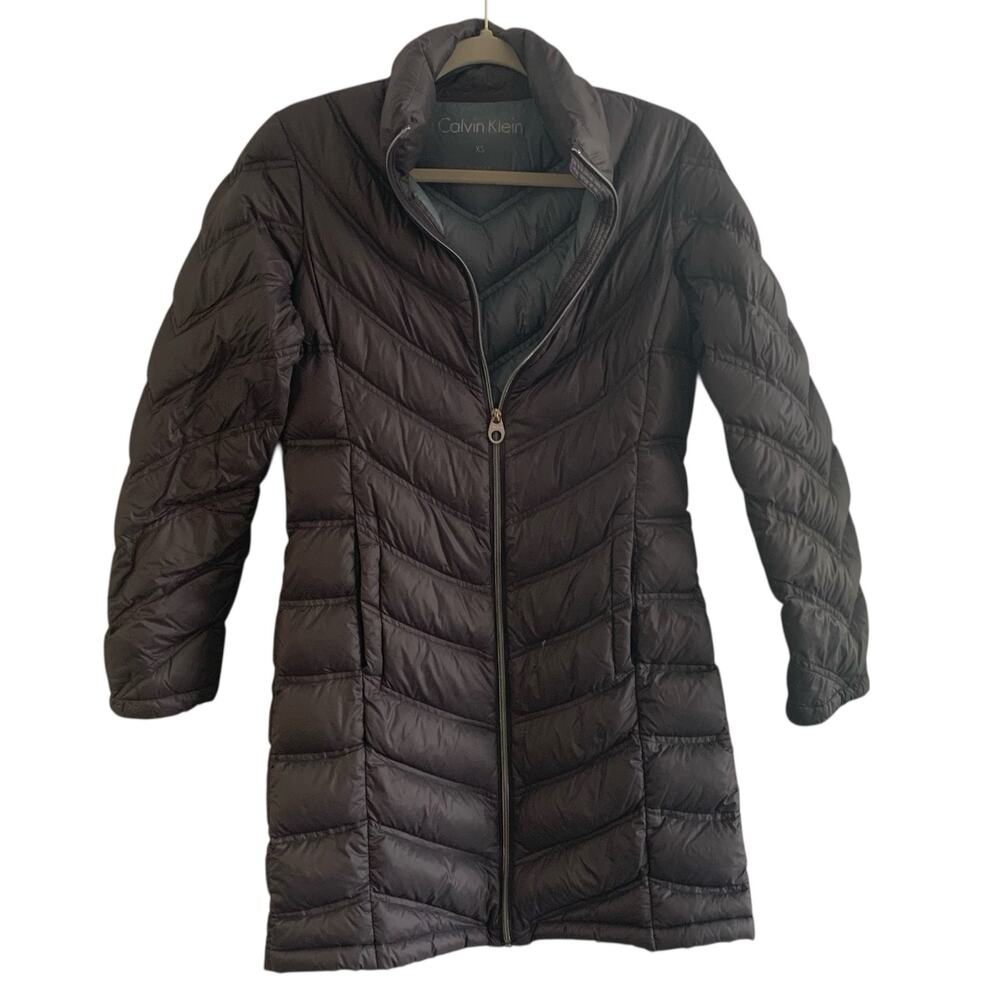 Calvin Klein women’s chevron quilted packable lightweight premium down coat  xs